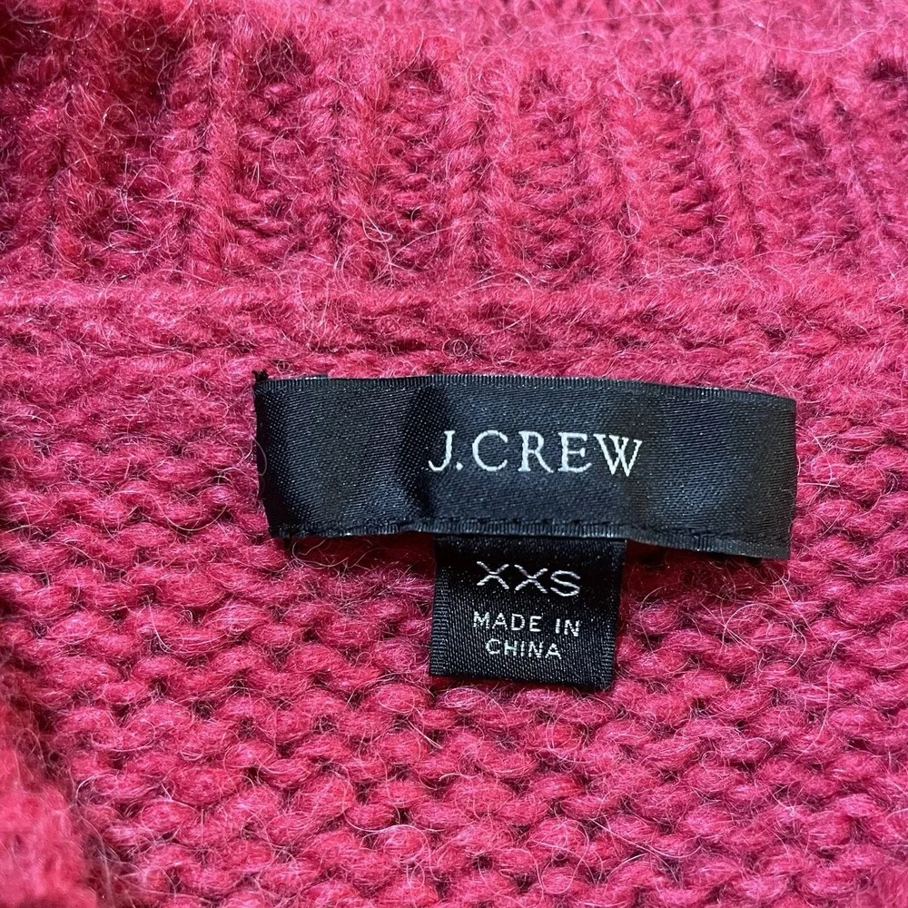 J Crew Sweater Alpaca Wool Magenta Button Shoulder Fuzzy Sweater Size XXS‎ Soft
